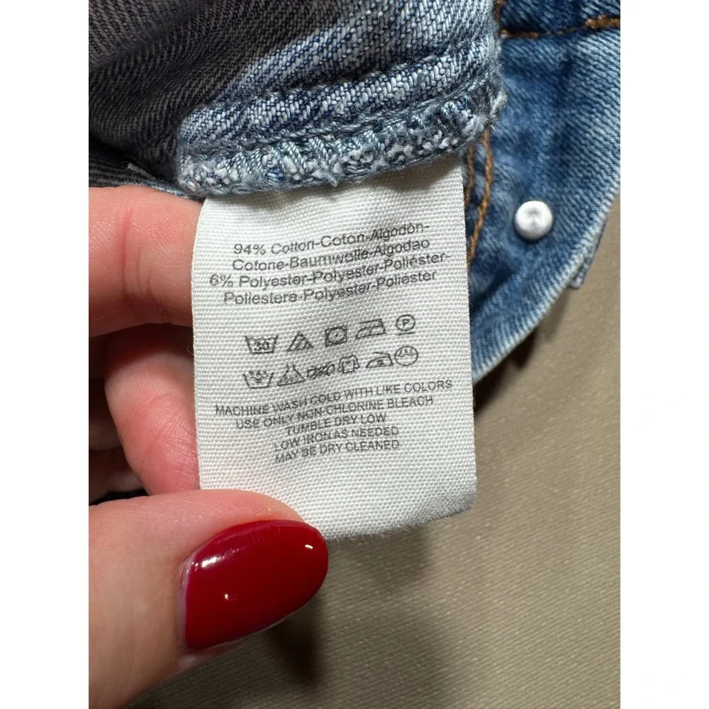Free People Womens Light Wash Paneled Denim Trucker Jacket Blue Size S - Picture 6 of 9